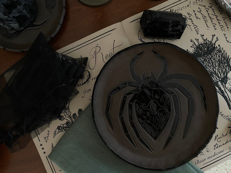 Spider Spirit Plates 8 inch plates Matte Deep Brown Clay with Black Shiny Glaze Sold Separately Burnt Thistle image 10