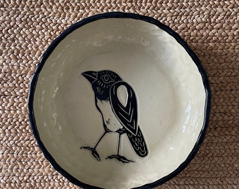 Medium Magpie Shallow Serving Bowl - 9 inch Bowl - Burnt Thistle Ceramics