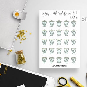 Rubbish bin, trash can planner stickers, Cute icon stickers, Cute pastel stickers, Planner stickers