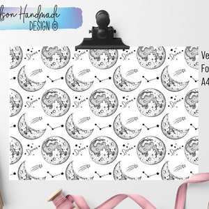 Moon and stars, Dream Foiled Vellum, Printed white, Vellum, Acetate
