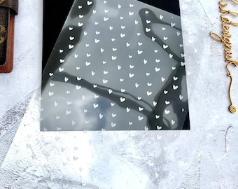 Tiny Hearts Design Foiled, Printed white, Vellum, Acetate