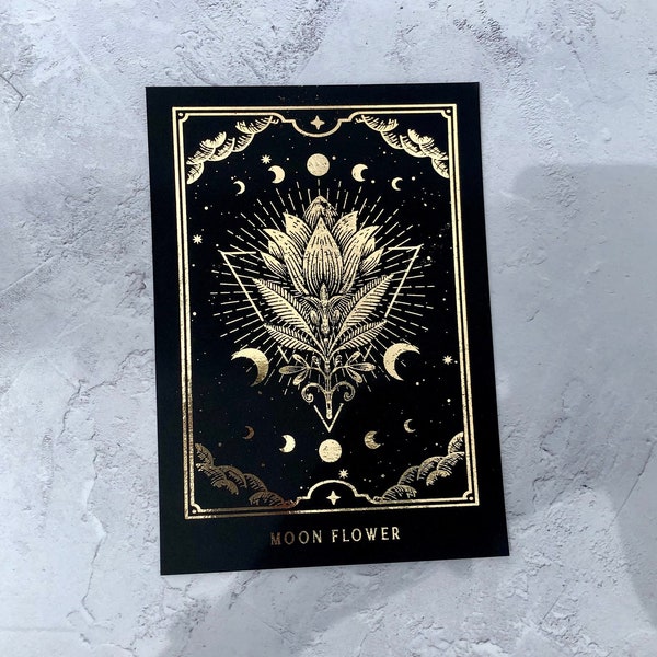 Tarot Inspired Moon Flower dashboard - Foiled dashboard - Tarot Deck - Oracle Deck