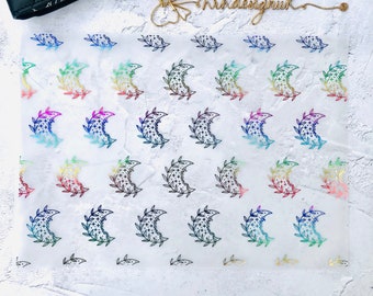 Dreamer Moon, Crescent Moon Foiled Acetate, Vellum, Printed white,