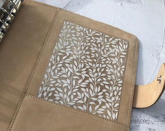 Adhesive planner pocket, Leaf Design planner pocket, White, Minimal Planning