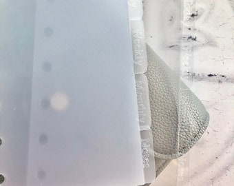 Etched Clear plastic SIDE tab dividers, Planner dividers, Custom Text