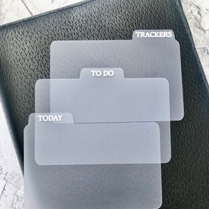 Schede attività planner personalizzate, schede 3 schede, schede attività a 4 schede, testo foil, opzioni smerigliate o chiare