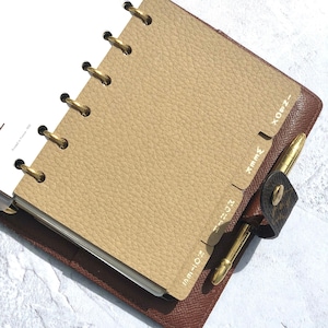 Personalised Leather Textured Side Tab Dividers - Pocket - Planner dividers - Minimal Planning
