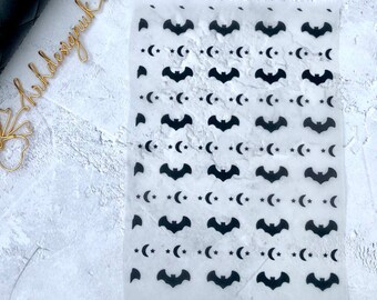 Bats and Moons, Spooky, Halloween Design Foiled, Printed white, Vellum, Acetate