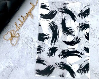 Thick Brush Strokes, Artistic Design Foiled, Printed white, Vellum, Acetate