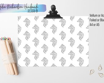 Geometric wolf design Foiled, Printed white, Vellum, Acetate