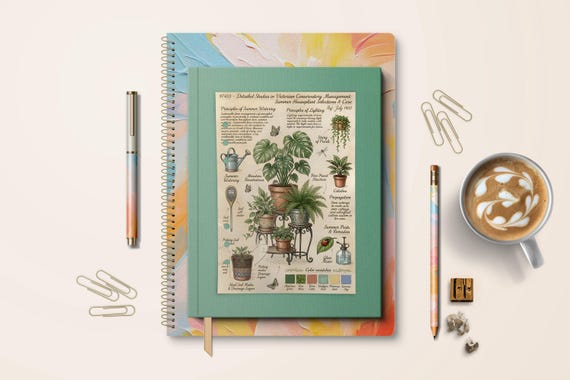 Botanical Planner Dashboard | Vintage Plant Journal Insert | Houseplant Planner Decor | Cottagecore Botanical Dashboard