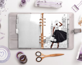 London Chic Planner Dashboard: Stylish Planner Girl Insert