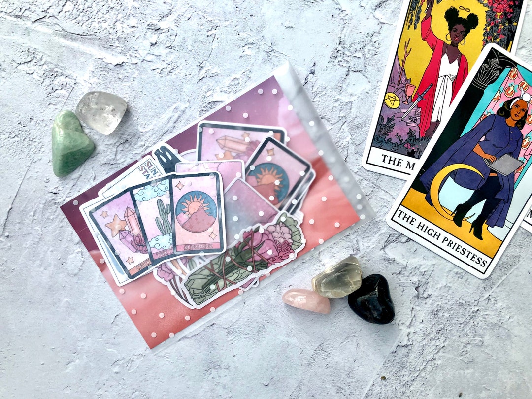 ホログラフィックタロットステッカー：スパークルクリスタル、ムーン