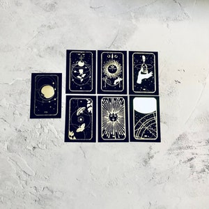 Tarot Style Planerkarte mit erhabenen Goldfolien design. Journalkarten, Notizkarten, Andenken. Doppelseitig