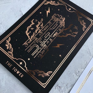 Tarot Card The Tower Planner dashboard, Foiled dashboard, Tarot Deck
