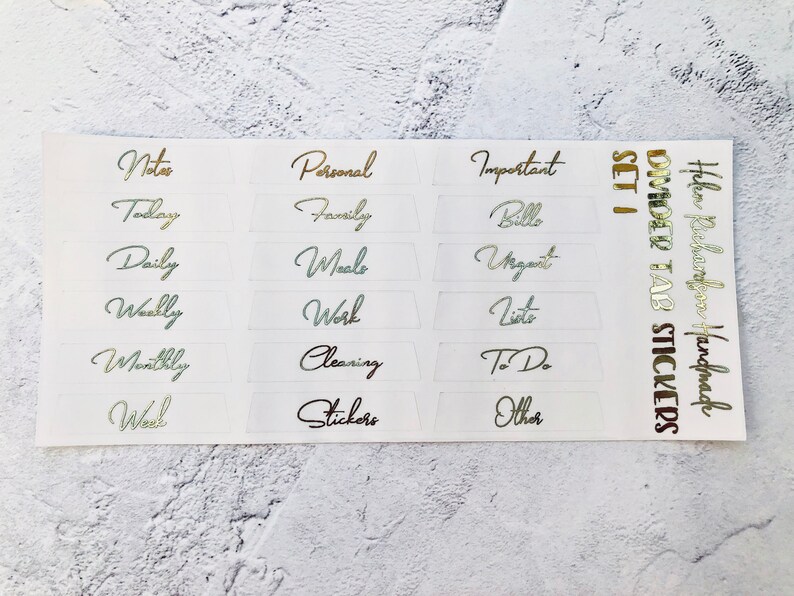 Planner Tab Stickers Labels for Clear Dividers Happy Planner Etsy UK
