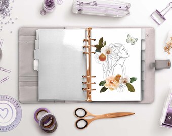 Floral Woman Collage Planner Dashboard: Autumn Tones
