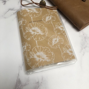 Large poppies- white print - Passport size clear cover - TN passport size cover - Sticker keeper