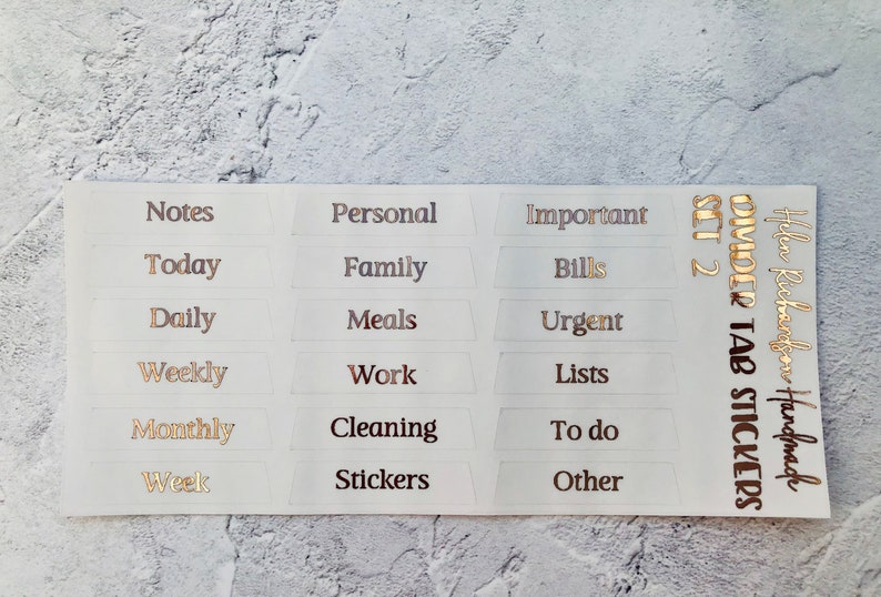Planner Tab Stickers Labels for Clear Dividers Happy Planner Etsy UK