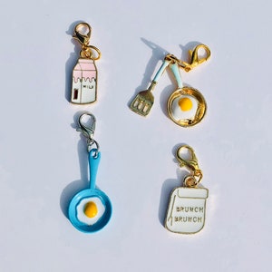 Amuletos planificadores - Accesorios planificadores - amuletos lindos - estacionarios - Almuerzo - leche - Kawaii - amuleto de esmalte - sartén