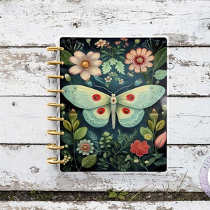 Beautiful Moth - Blue Moth - Floral cover, Micro Happy Planner, Half notes Happy planner Replacement cover