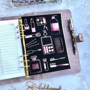 Beauty Products, Cosmetics Foil Planner dashboard - Happy planner - Erin Condren Life Planner - Dashboard