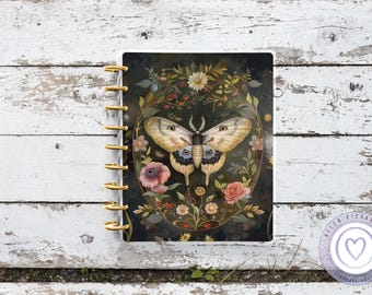 Floral Moth Planner Cover: Laminated Micro Happy Planner Replacement