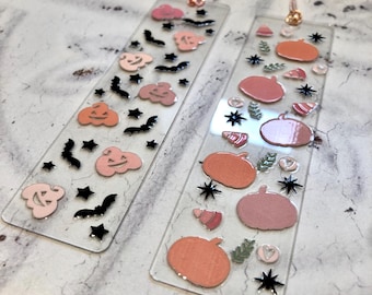 Pumpkin Acrylic Bookmark: Halloween Planner Page Marker