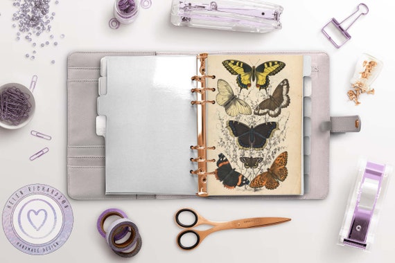 Vintage Butterfly Planner Dashboard: Handmade Laminated Cardstock