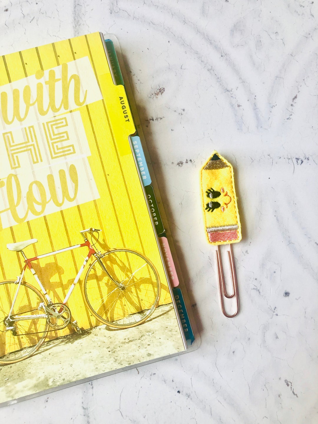 Pencil, Yellow Pencil Planner Clip, Felt Clip, Bookmark, Feltie