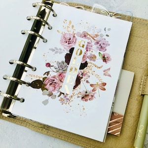 Golden Floral Planner Dashboard - Faded Florals - Muted Florals - Planner Deco - Real Foil