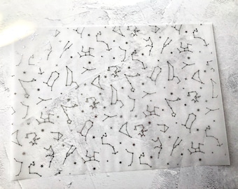 Constellations, stars, star signs Foiled Vellum, Printed white, Vellum, Acetate