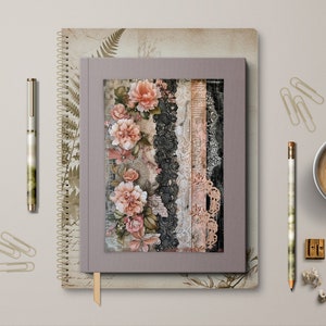 Dentelle - tableau de bord d&#39;agenda en dentelle florale - agenda vintage