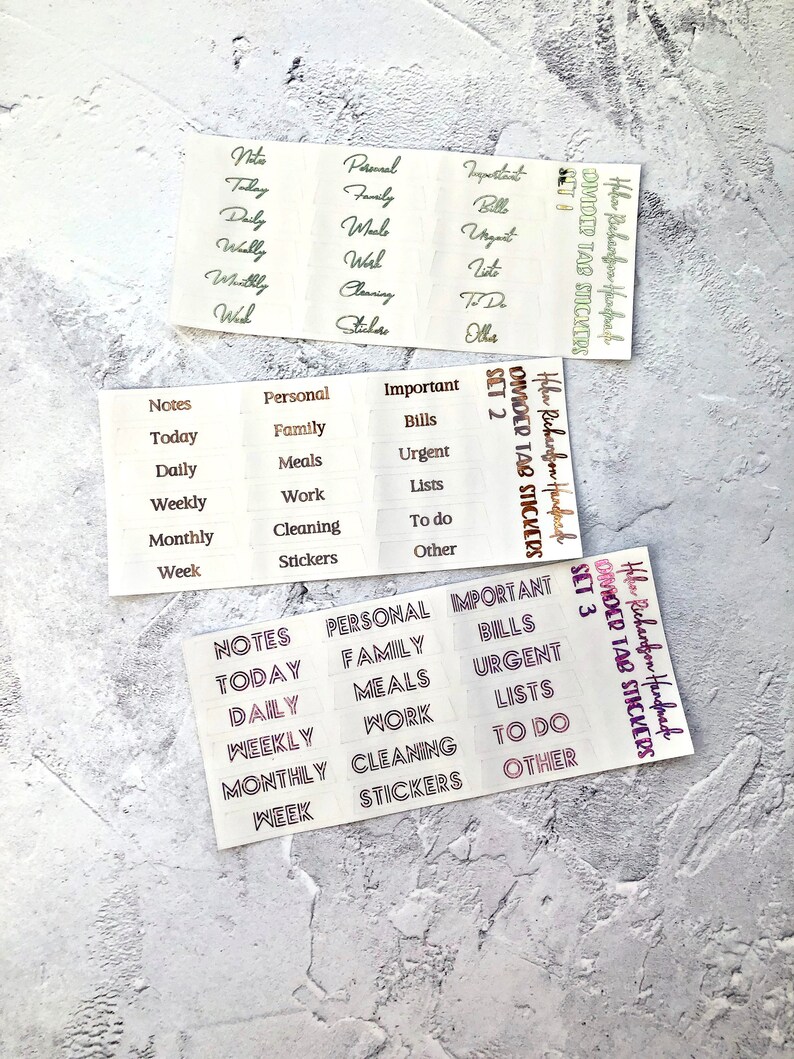 Planner Tab Stickers Labels for Clear Dividers Happy Planner Etsy UK