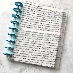 Fancy Writing - Planner Clover - Clear Cover - Semi Clear Cover - Replacement Cover - Happy Planner Cover - Snap in Cover
