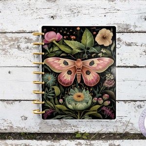 Beautiful Moth - Pink Moth - Floral cover, Micro Happy Planner, Half notes Happy planner Replacement cover