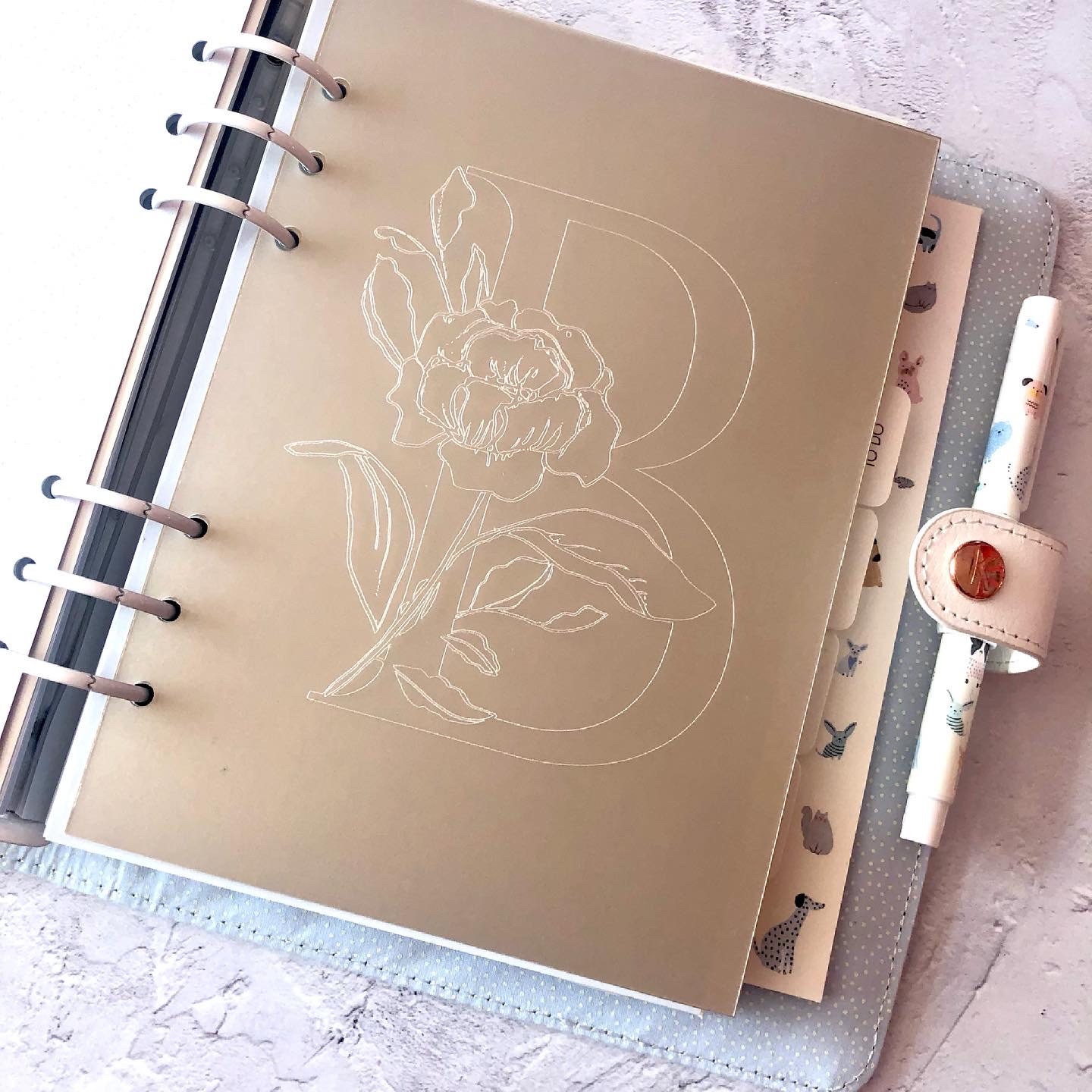 Floral Monogram ETCHED Planner Dash Planner Dashboard Etsy UK