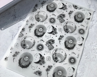Floral Sun & Moon Print: Foiled Vellum or Acetate Sheet