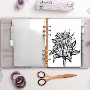 Tropical Flower Planner Dashboard: Minimal Black & White Design