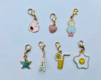 Planner charms - Planner accessories - cute charms - stationary - drink - Gin - Egg - Paris - Starfish - Heart - Strawberry Milk - Kawaii