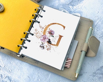 Floral Monogram Planner Dashboard: Faded Muted Florals