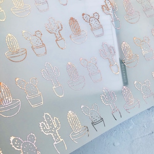 Cacti, plants, cactus  vellum, Foiled, Printed white,