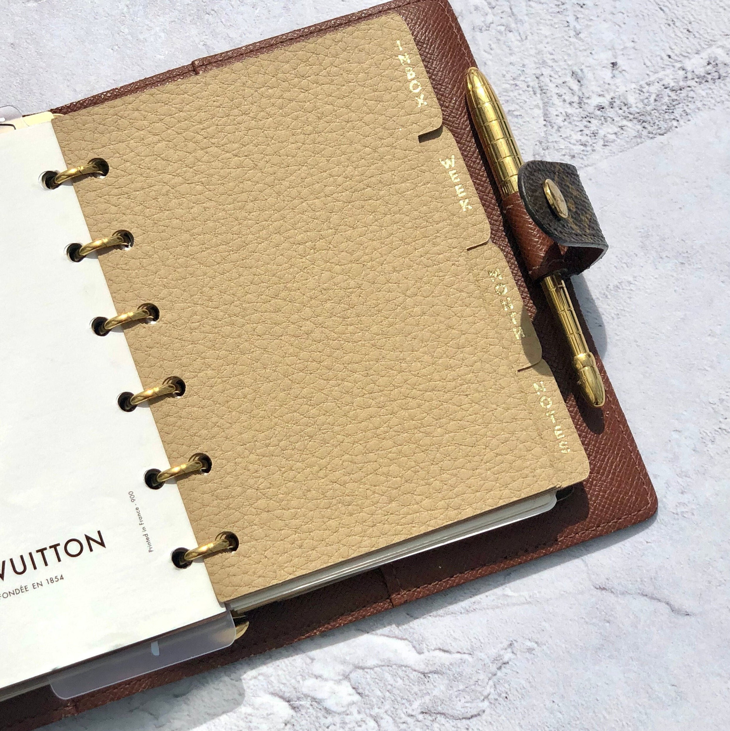 Personalised Leather Textured Side Tab Dividers - Personal - Personal Wide - Planner dividers - Minimal Planning