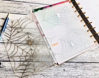 Spider Webs, Spiders, Halloween Foiled, Printed white, Vellum, Acetate