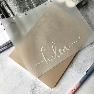 Personalized Vellum Planner Dashboard: White Print