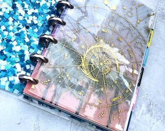Top loading foiled planner pockets, dashboards, Astrological dashboard pockets