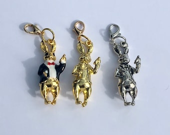 Planner charms - Planner accessories - cute charms - stationary - Rabbit - Alice in wonderland - White rabbit - Metal charm