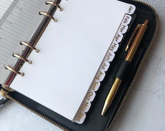 12 Month Planner Dividers: Cardstock with Foil