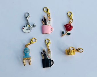 Metal Planner Charms: Rose, Crown, Artist Palette