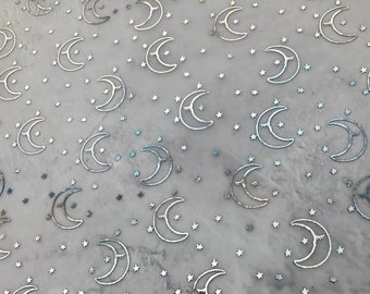 Moon and Stars Foiled Acetate, Vellum, Printed white,